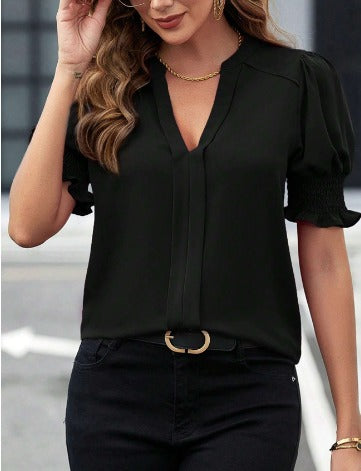 Chemise chic à col en V pour femmes